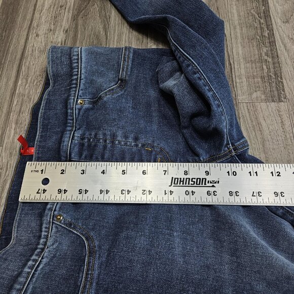 Spanx Jeans Womens Medium Blue Skinny Jeggings Pull On Distressed Raw Hem - Picture 11 of 12